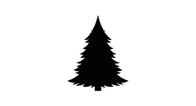 Black silhouette of a pine tree on a white background simple evergreen christmas tree shape