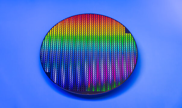 Silicon wafer for manufacturing semiconductor of integrated circuit.Electronic circuit designs have been built onto the wafers using micromaching including photolithography