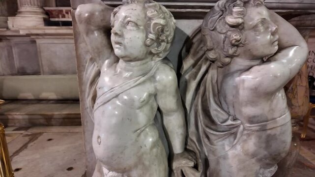 Ancient statue of two cupids in San Pietro in Montorio
