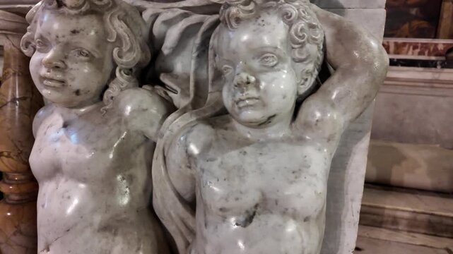 Small Marble Putto Angel Statue In San Pietro In Montorio Rome