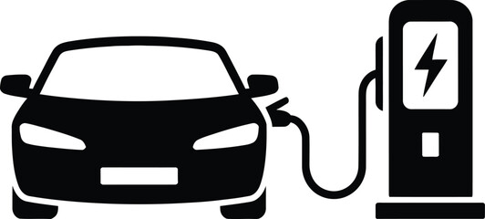 Electric car charging at charging station © Labonno's Art
