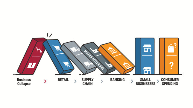 Visualizing the Ripple Effect of Business Failures An Illustrative Metaphor Showing Economic Sectors in a Cascading Chain Reaction