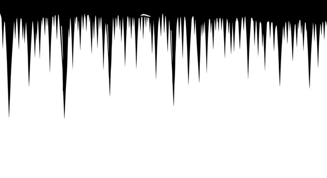 Abstract black and white digital sound wave pattern on a solid background representing audio or music visualization