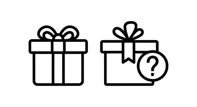 Gift box with question mark icon surprise question celebration illustration minimalist background isolated giftgiving occasion excitement anticipation giveaway