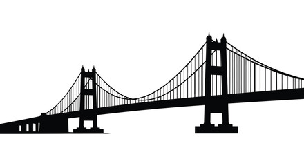 Fototapeta premium Golden gate bridge silhouette against a white background black and white illustration high quality