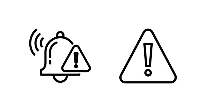 Monitoring alert and status warning icons with notification attention information communication emergency alerting reminder exclamation triangle interface business security