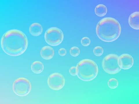 soap bubbles on blue background