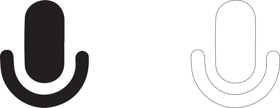 Microphone icon, symbol of audio recording, voice control, podcasting and audio communication, vector icon in two styles: glyph and outline.