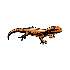 Fototapeta premium Gecko Silhouette in Black and Orange - Concept of Nature and Reptiles