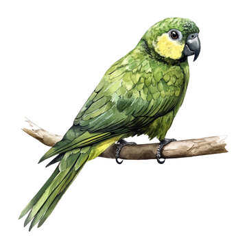 Parrot, watercolor vector painting, isolated on a white background.
