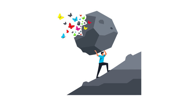 Man Carrying Rocks Cartoon Man Carrying Heavy Rock Images – Browse 2,496 Stock Photos, Vectors ...