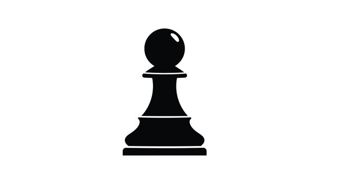 Black chess pawn silhouette against a white background isolated game piece illustration high quality professional detailed modern elegant stylish clean crisp