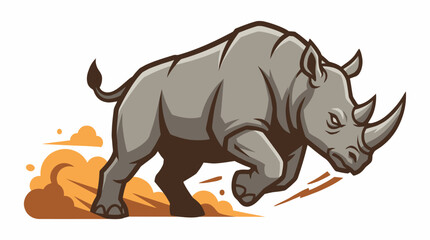 Fototapeta premium Aggressive Charging Rhino Mascot Vector for Sports Team