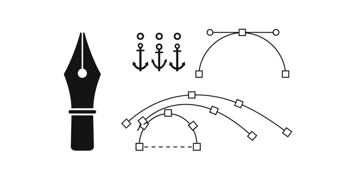 Graphic design tools and icons for digital art and illustration