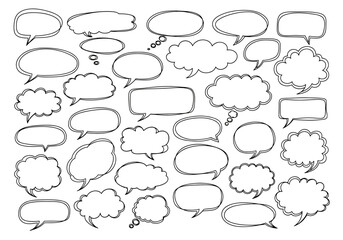 Fototapeta premium Speech bubbles and thought clouds for dialogue and communication design