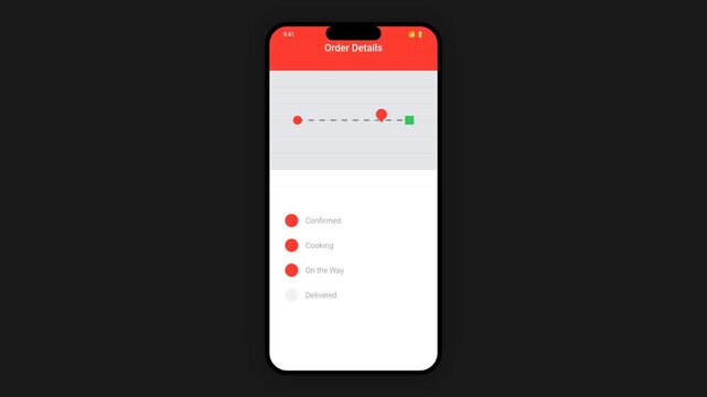 Mobile Food Delivery App Order Tracking Interface Animation