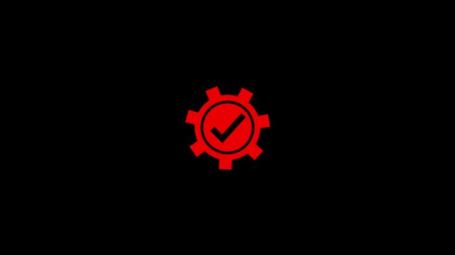 Gear icon with a vibrant green checkmark symbol centered inside representing successful process optimization.Circular check mark confirms optimal functionality or successful integration.