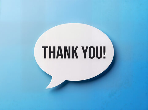 thank you message in white speech bubble
