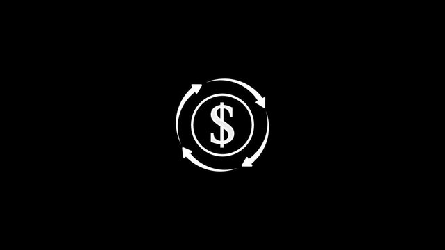Modern minimalist dollar sign with circular arrows money exchange icon financial currency circulation business investment refund cashback concept professional creative logo symbol isolated.