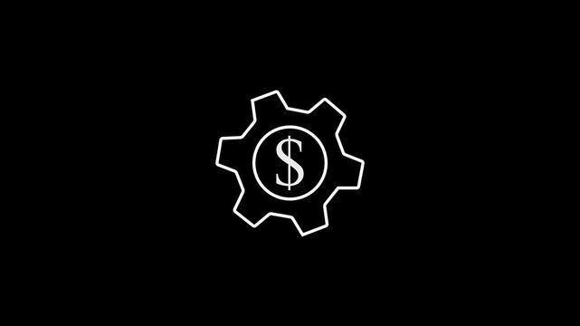 Financial engineering concept icon with dollar sign inside a gear wheel representing money management business mechanism economic system automation and investment strategy professional minimalist.