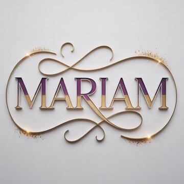 Elegant gold and purple personalized nameplate with the name Mariam