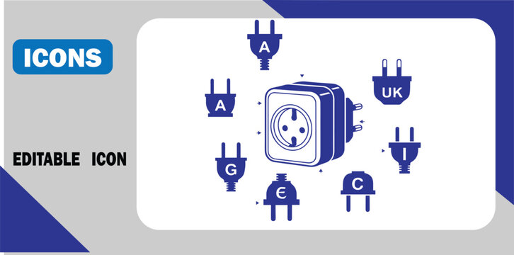 Electrical plug adapters and sockets from different countries vector illustration plug types plug a plug c plug g uk plug europe plug usa plug asia plug shape plug prong plug pin