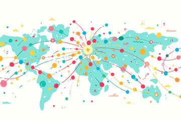 Fototapeta premium Vector Map of Reshoring Supply Chain to a Glowing Local Hub