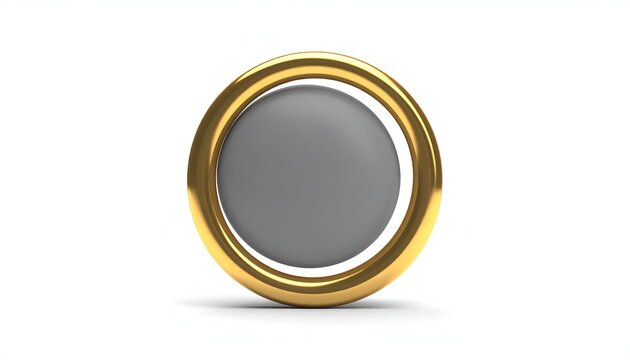 Elegant Golden Frame with Gray Center on White Background.