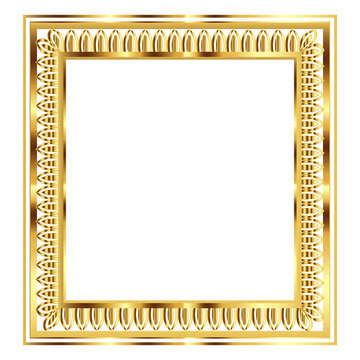 Luxury golden rectangle corner certificate border pattern line photo thai frame islamic wedding invitation background