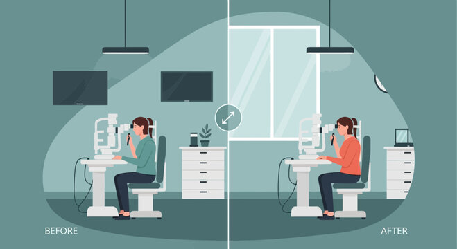 Eye Exam Before and After Vision Correction
