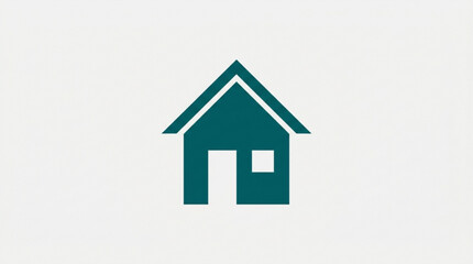 Fototapeta premium Minimalist Teal House Icon with Simple Geometric Shapes