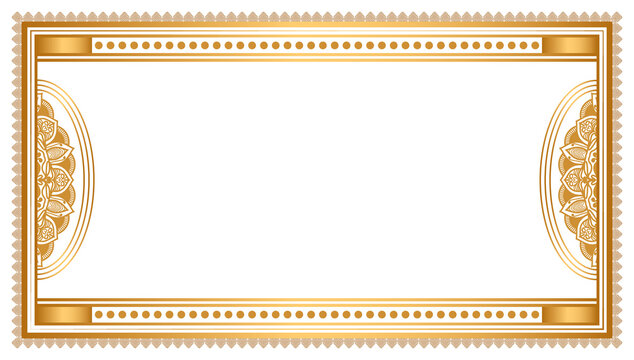 Luxury golden rectangle corner certificate border pattern line photo thai frame islamic wedding invitation background