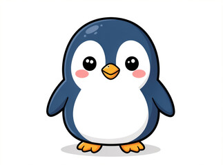 Fototapeta premium A cute penguin with big eyes and pink cheeks