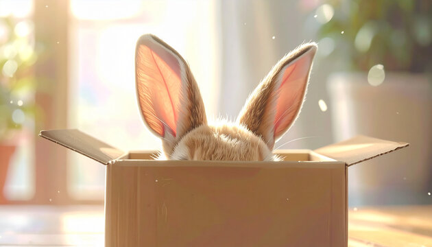 Bunny Ears Peeking from Box
