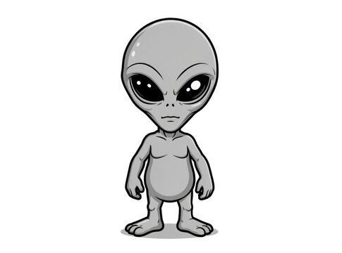 A  alien character standing alone in front of a plain white background