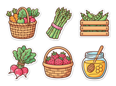 Assortment of Fresh Produce and Honey.