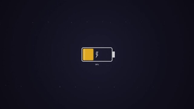 Digital battery icon with lightning bolt, indicating dynamic power flow and current energy status. A visual representation of an electronic device's crucial charge level