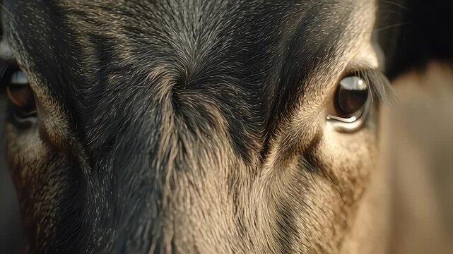 Close Up Cow Eye Portrait with Soft Natural Lighting in Calm Farm Setting