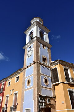 bell tower Reloj on square in village Mula in Spain	
