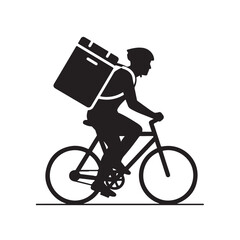 Obraz premium Delivery Boy Riding Bicycle Silhouette