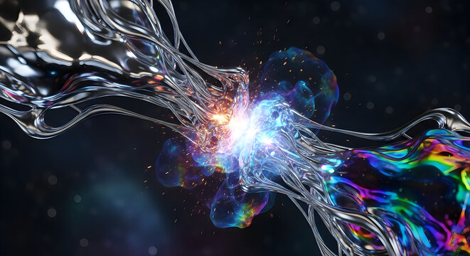 Abstract digital explosion a vibrant cascade of light and data streams