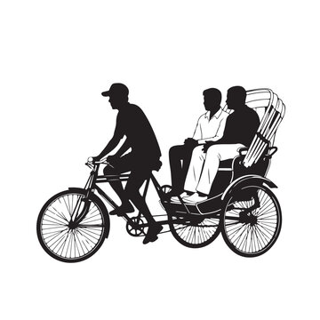 Cycle Rickshaw Ride Silhouette Transport Scene