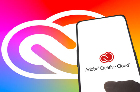 Adobe creative cloud logo stock company share price chart graph quarterly result concept