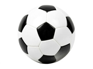 Fototapeta premium A close-up image of a black and white soccer ball on a white background