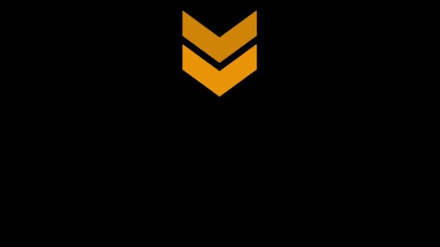Minimalist orange chevron arrow loading animation on black background, motion