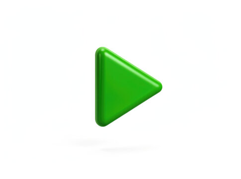 A simple green play button on a white background