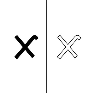 Mathematical subscript notation icons with x variable in solid and outline styles for scientific and educational software subscript mathematics