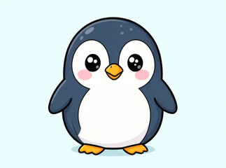 Obraz premium A playful penguin character with large eyes sitting on a bright blue background