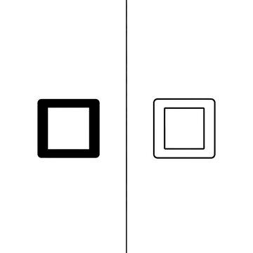 Square border icon design in solid and outlined line styles with geometric minimalist template container interface creative abstract structure