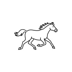 Fototapeta premium Galloping horse running outline vector illustration